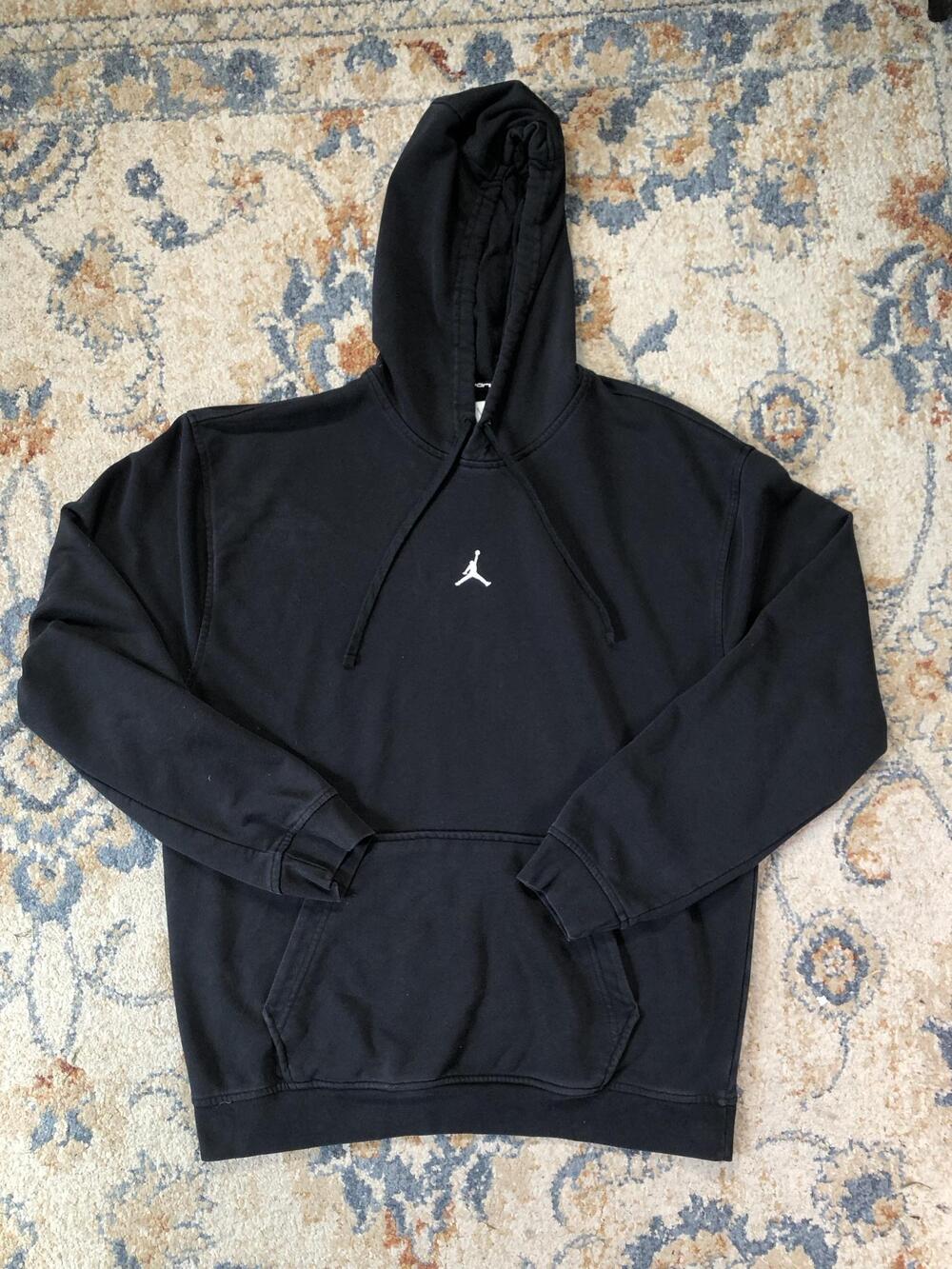 Jordan Hoodie Sweatshirt Mens Large Black Fleece Dri-FIT Pullover Jumpman Logo